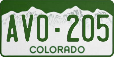 CO license plate AVO205