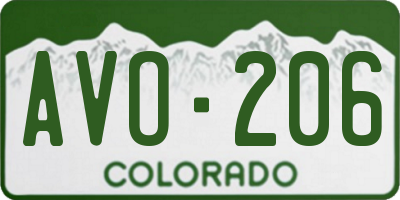 CO license plate AVO206