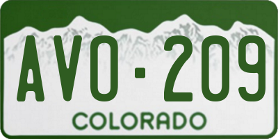 CO license plate AVO209