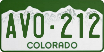 CO license plate AVO212