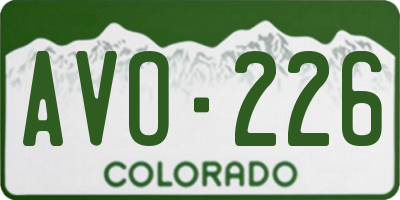 CO license plate AVO226