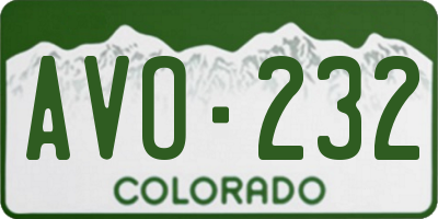 CO license plate AVO232