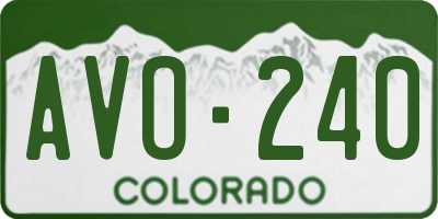 CO license plate AVO240