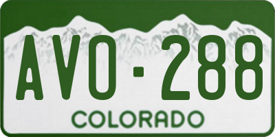 CO license plate AVO288
