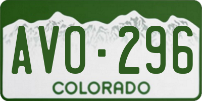 CO license plate AVO296