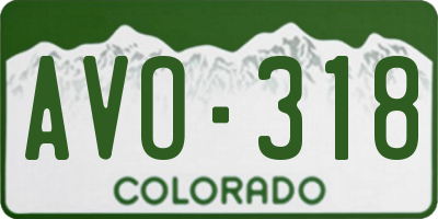 CO license plate AVO318