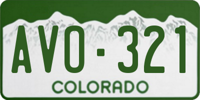 CO license plate AVO321