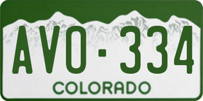 CO license plate AVO334
