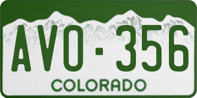 CO license plate AVO356