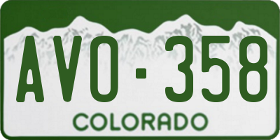 CO license plate AVO358