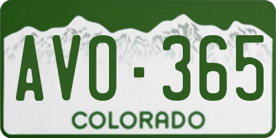 CO license plate AVO365