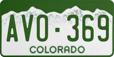 CO license plate AVO369