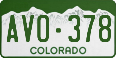 CO license plate AVO378