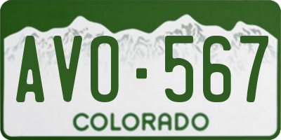 CO license plate AVO567