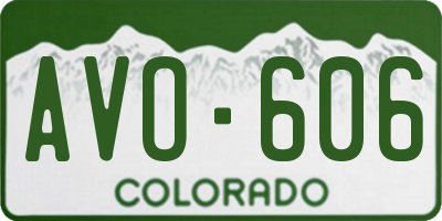 CO license plate AVO606