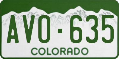 CO license plate AVO635