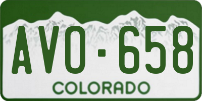CO license plate AVO658