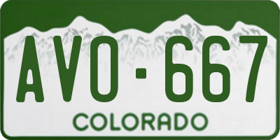 CO license plate AVO667
