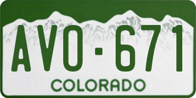 CO license plate AVO671