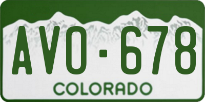 CO license plate AVO678