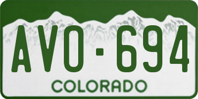 CO license plate AVO694