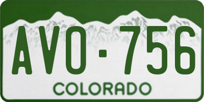 CO license plate AVO756