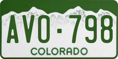 CO license plate AVO798