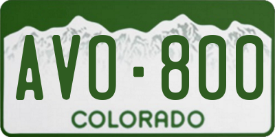 CO license plate AVO800