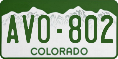 CO license plate AVO802