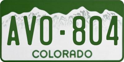 CO license plate AVO804