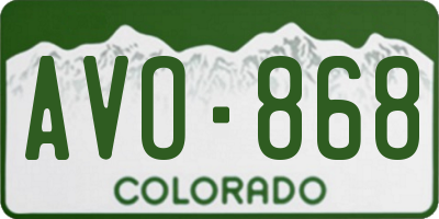 CO license plate AVO868