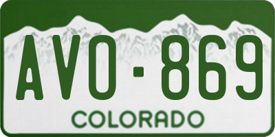 CO license plate AVO869