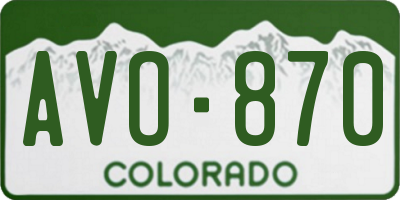 CO license plate AVO870