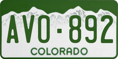 CO license plate AVO892
