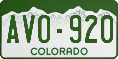 CO license plate AVO920