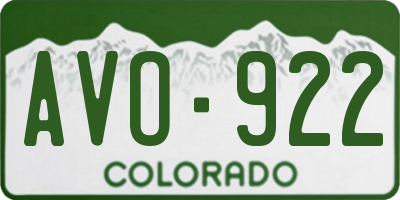 CO license plate AVO922