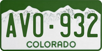 CO license plate AVO932