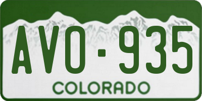 CO license plate AVO935