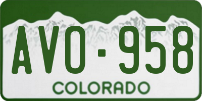 CO license plate AVO958