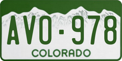 CO license plate AVO978