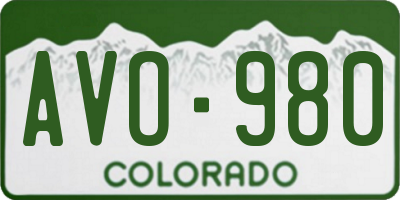 CO license plate AVO980