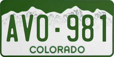 CO license plate AVO981