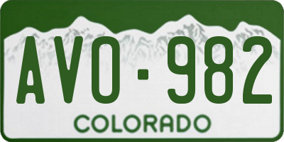 CO license plate AVO982