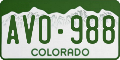 CO license plate AVO988