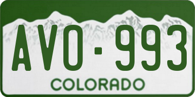 CO license plate AVO993