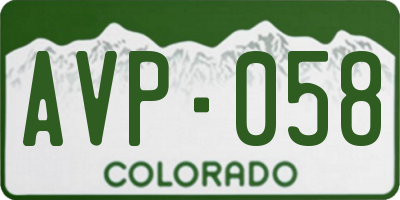 CO license plate AVP058