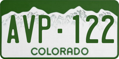 CO license plate AVP122