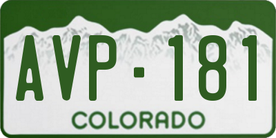 CO license plate AVP181