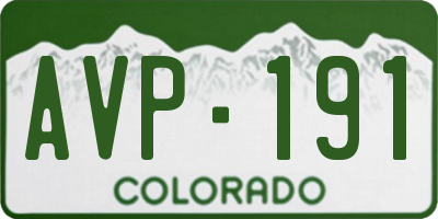 CO license plate AVP191
