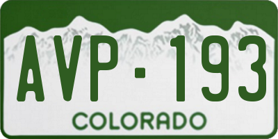 CO license plate AVP193